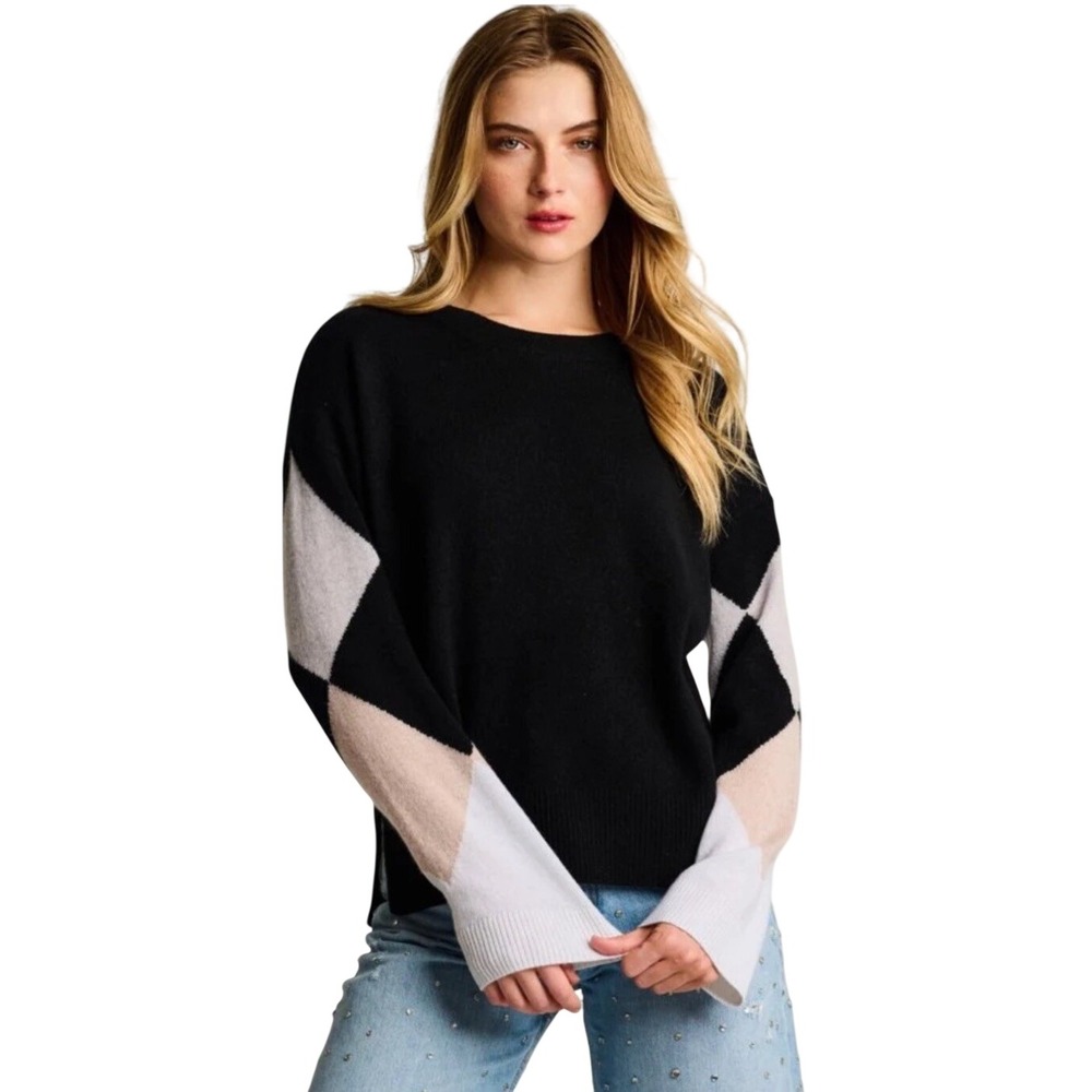 NWT Lisa Todd Power Surge Onyx Black Cashmere Sweater Size Small